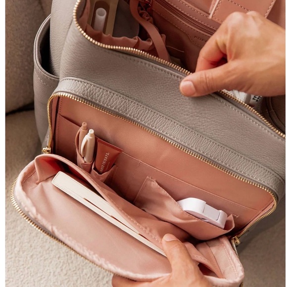 Poppy & Peonies Grey Leather Backpack - Picture 11 of 15